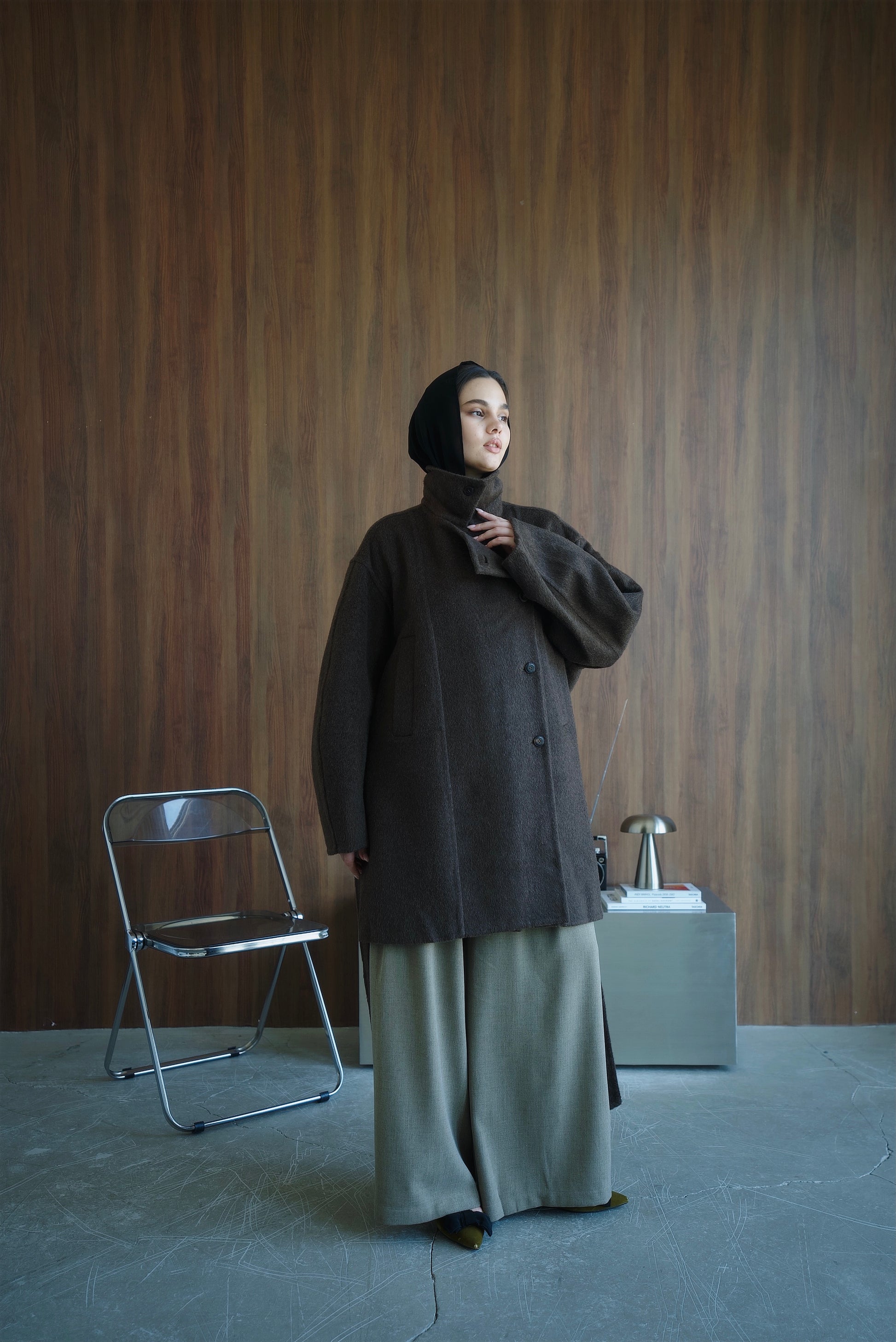 Charcoal Brown Wool Coat