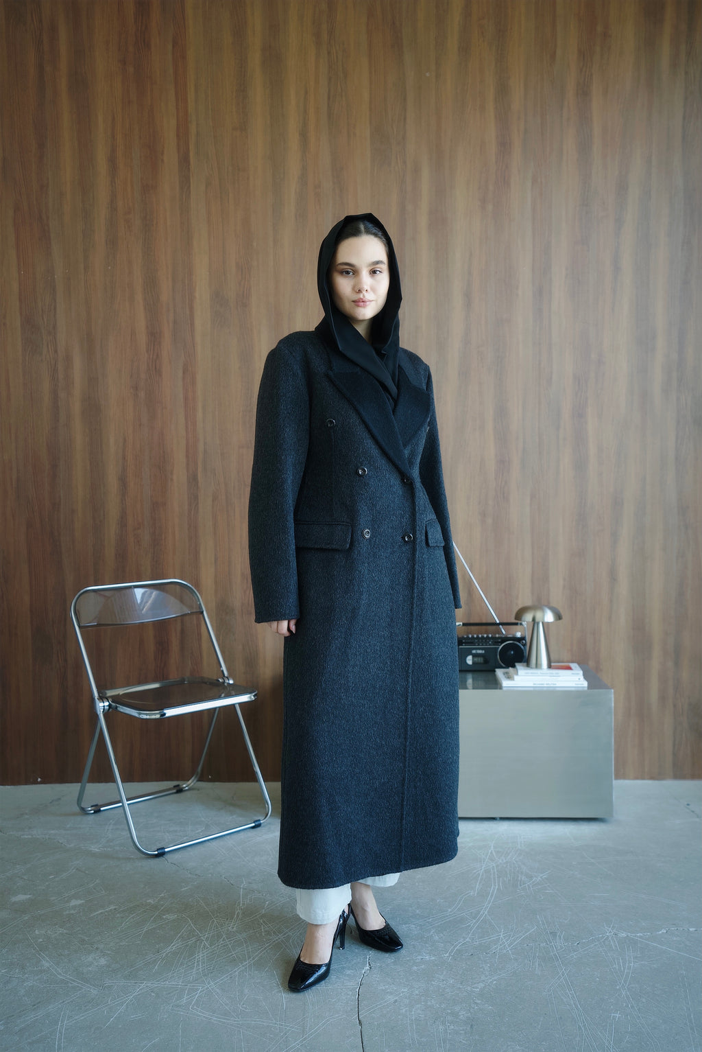 Noir Wool Long Coat