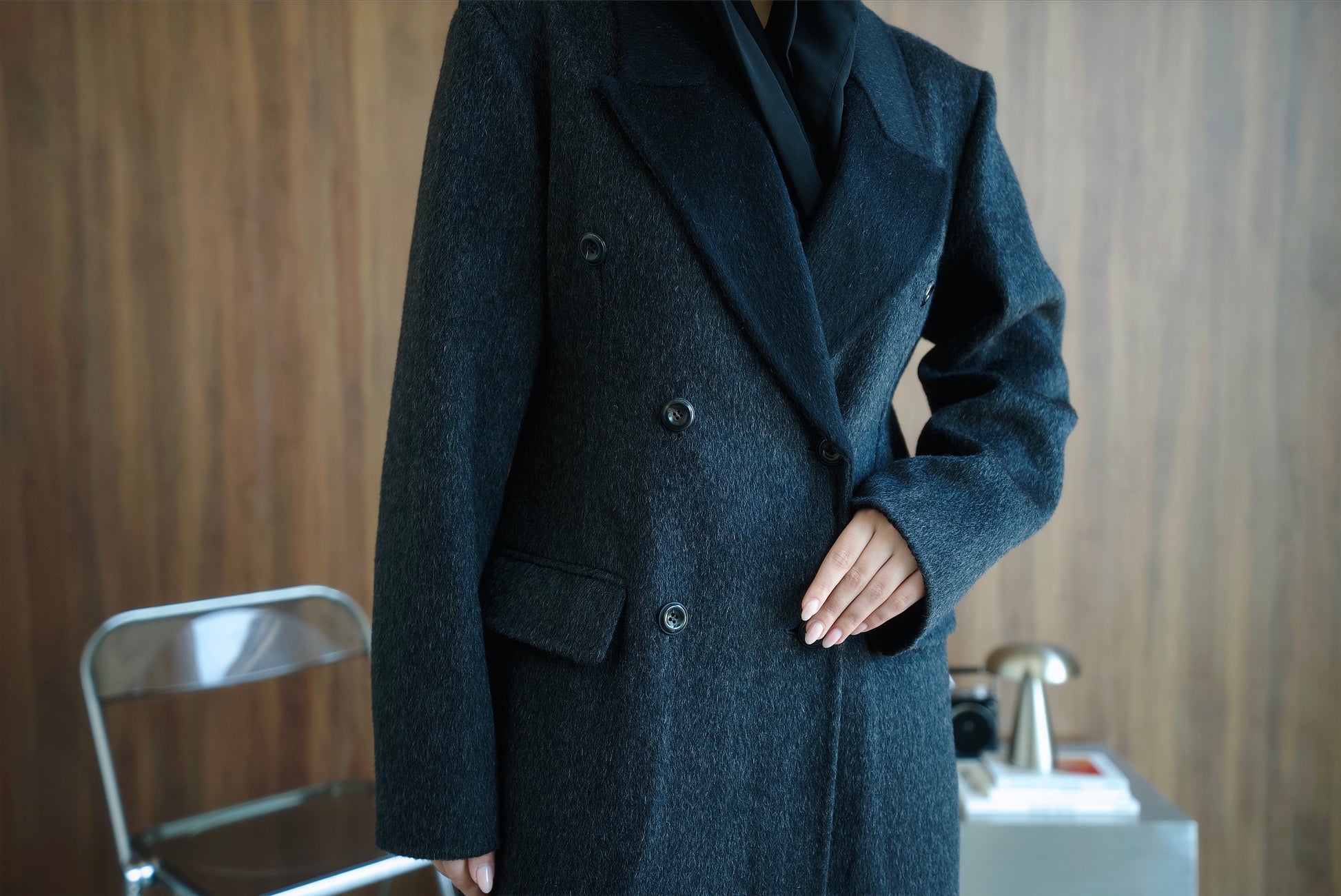 Noir Wool Long Coat