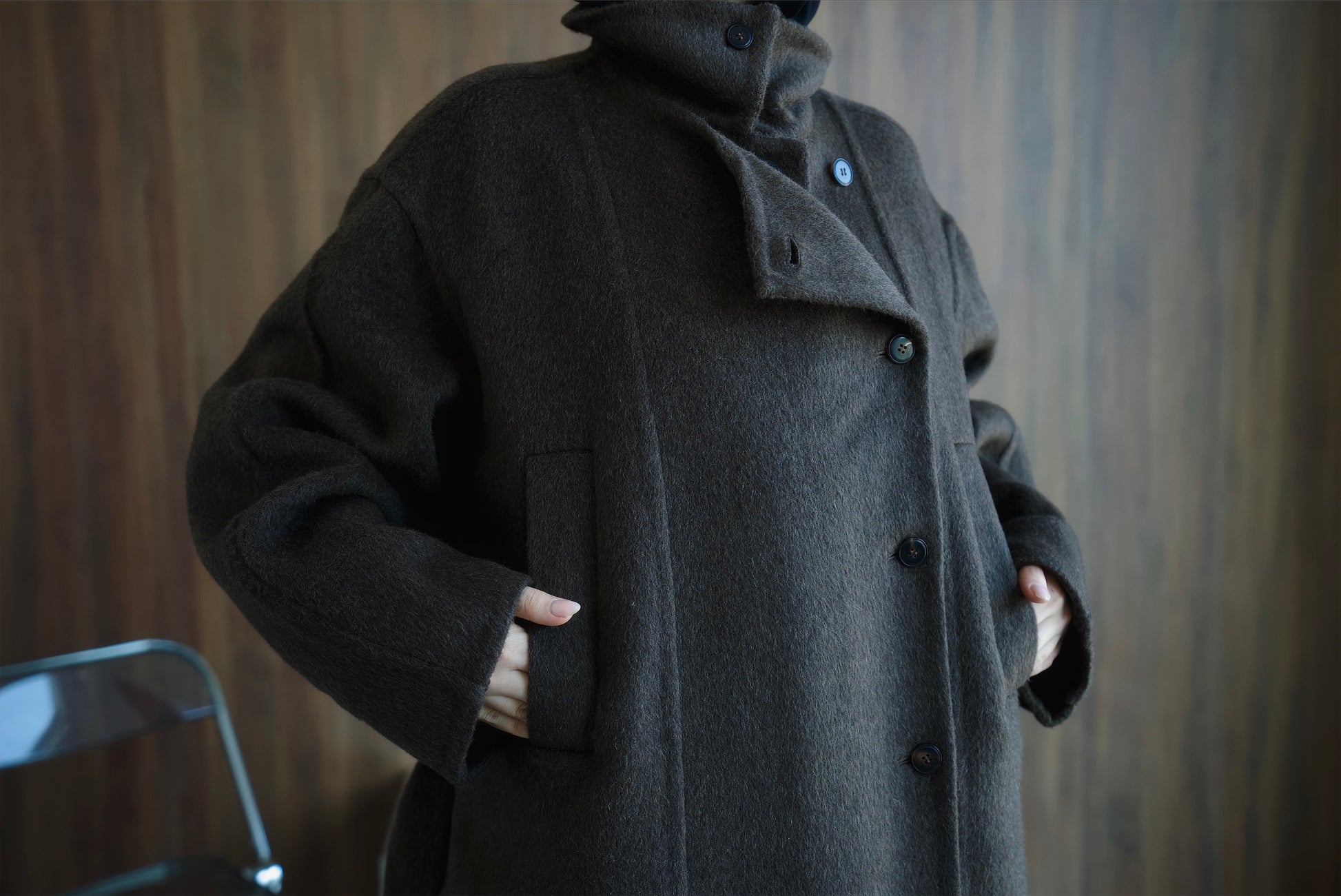 Charcoal Brown Wool Coat