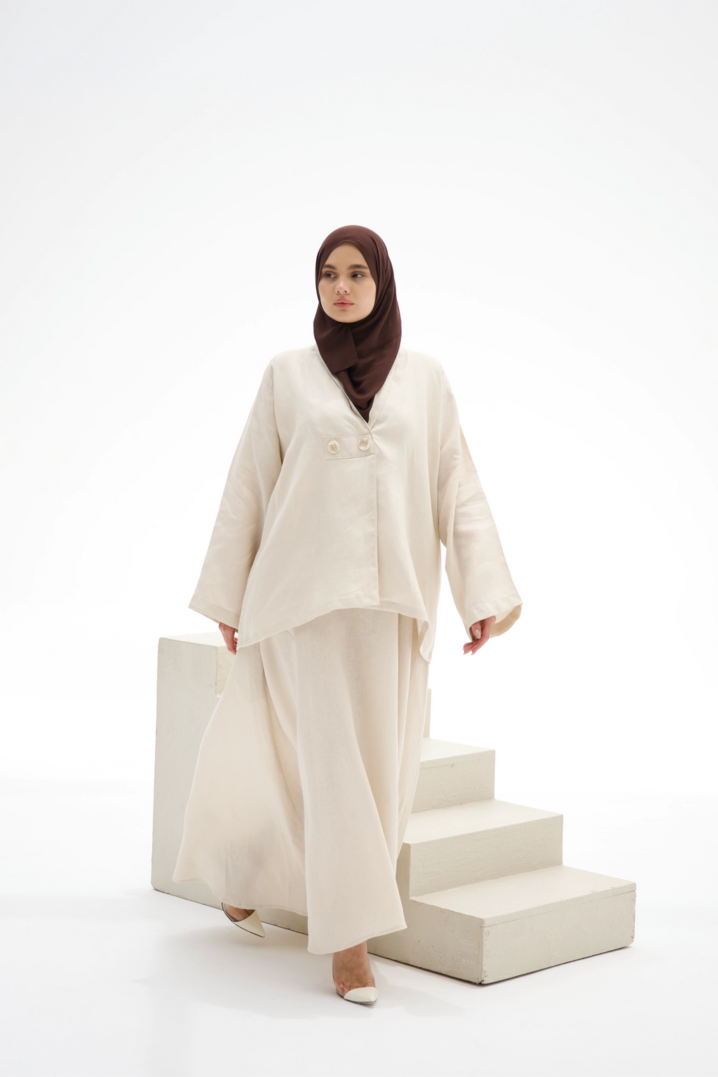 Linen Layered Dress – Natural